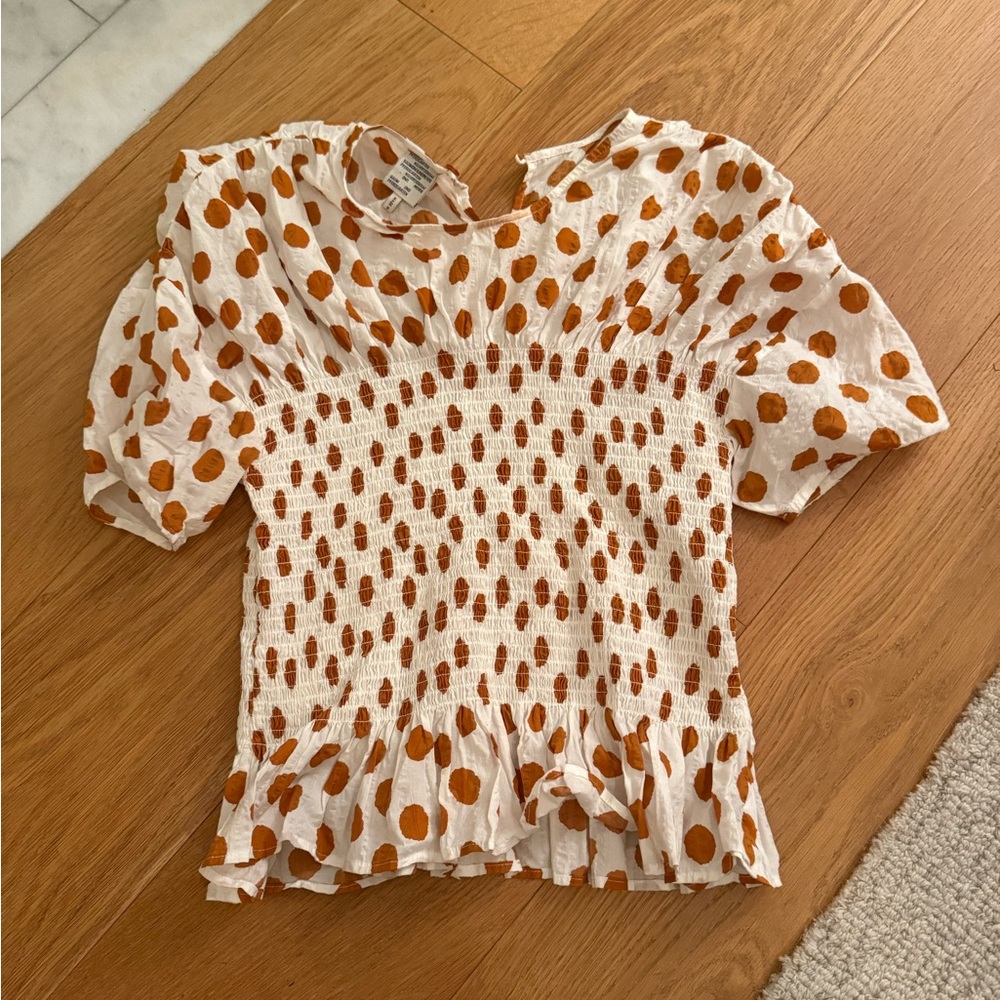 Chic Smocked Polka Dot Blouse